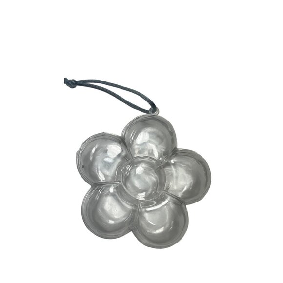 Clear Flower-Shaped Plastic Ornament Set With Hanging String A396 - Picture 3 of 4
